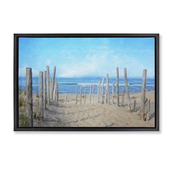 Stupell Industries Tropical National Seashore Vista Black Floating Frame Canvas Art, 25 x 17, by Grotto Studios