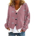 thumbnail image 1 of WRKEKC Botanical Print French Wool Plush Jacket Button Front Fall Winter Soft Coat with Pockets for Coffee Run and Weekend Style Pink M, 1 of 4