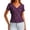 Purple, variant on Women Summer Lace Shirts Casual Slim Soft V Neck Mesh See Through Short Sleeve Tshirts Soft Comfy Breathable Tops