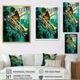 thumbnail image 4 of Designart "Jazzed Jade Trombone Tribute II" Music Floater Framed Canvas Art Print, 4 of 5