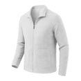 thumbnail image 3 of Trikvn Men's Full Zip Jackets Stand Collar Sweatshirts Waffle Knit Casual Cardigan Sweaters Lightweight Athletic Track Tops with Patch Pockets for Golf Work Business, 3 of 5