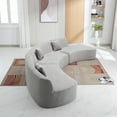 thumbnail image 4 of Newboti Furniture 136.6" Stylish Curved sofa Sectional Sofa Chenille Fabric Sofa Couch with Three Throw Pillows for Living Room, Grey 58933, 4 of 16
