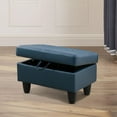 thumbnail image 2 of Faux Leather Rectangular Footrest Ottoman with Storage for Living Room Bedroom (Denim), 2 of 2