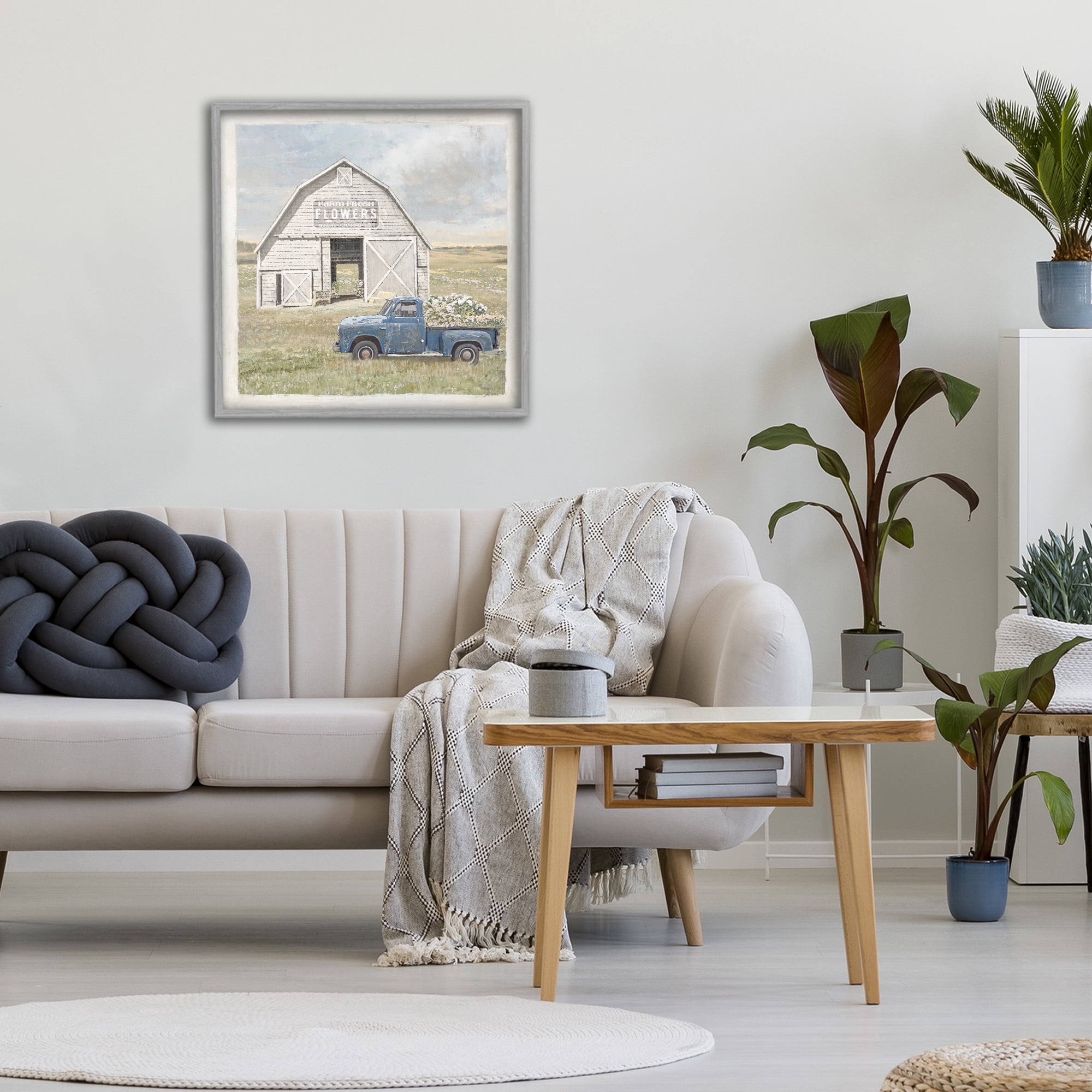 Stupell Industries Rustic Flower Barn Gray Framed Giclee Art, design by Amber Sterling