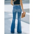 thumbnail image 4 of Jeans Évasés à Pattes d'Éléphant pour Femmes Taille Haute Jambe Grand Coupe Bottillon Jeans Pantalon en Denim Extensible, 4 of 6