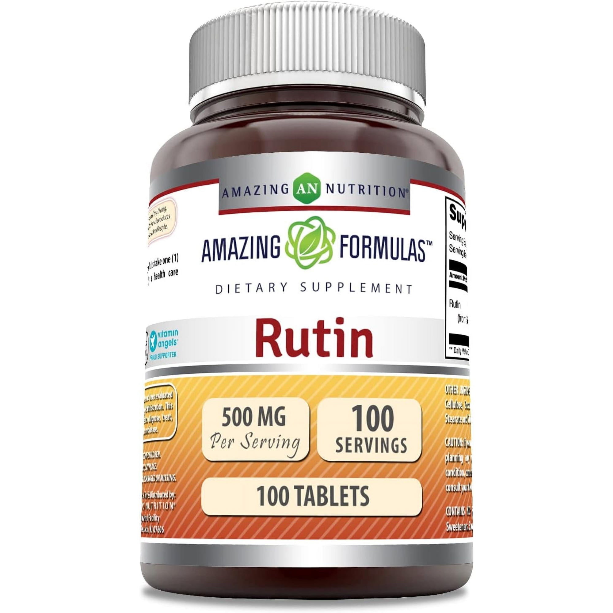 Amazing Formulas Rutin 500mg Per Serving 100 Tablets Supplement | from Sophorae japonica linn Flower | Non-GMO | Gluten Free