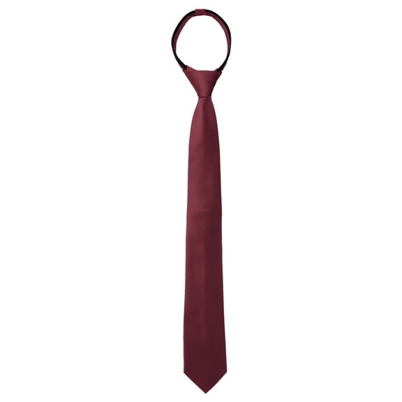 INSPIRE CHIC Men's Skinny Pretied Solid Color Zipper Ties Neck Adjustable Strap Wedding Groom Tie Wine red One Size