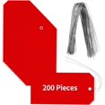 thumbnail image 1 of HUGFEGWE 200 Étiquettes d'Expédition en Plastique Rouges avec Fil - 4 3/4 Pouces x 2 3/8 Pouces Étiquettes Imperméables pour Sacs-Cadeaux, Contrôle d'Inventaire, Boutique, Extérieur AZ824-19554, 1 of 8