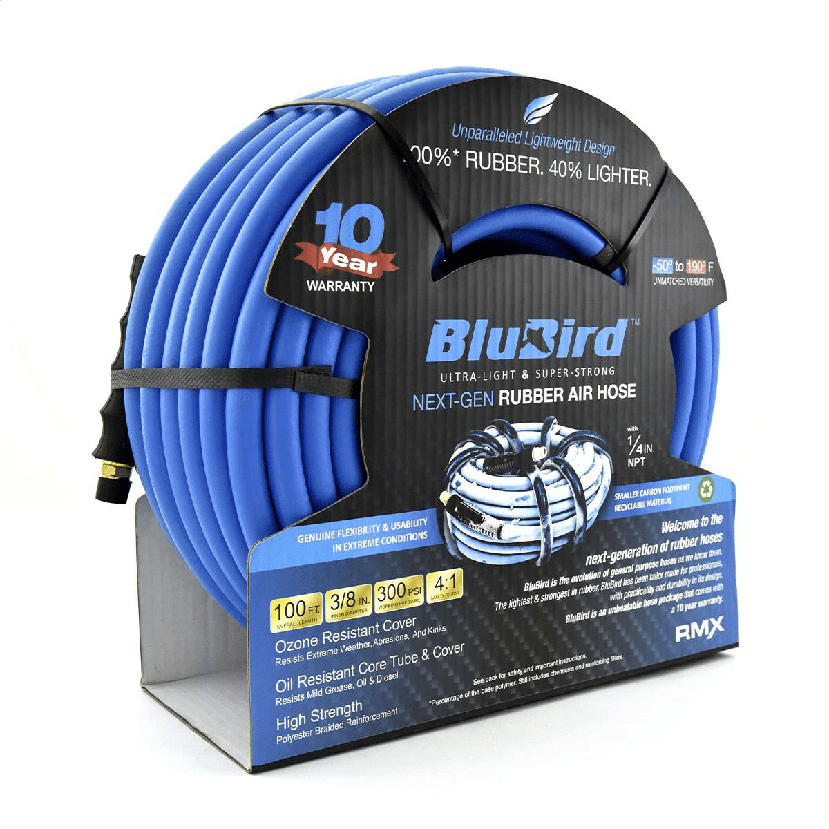 BluBird BB38100 3/8" x 100' Lightweight Polyester Braided Rubber Air Hose