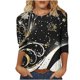 thumbnail image 1 of Camisetas de Manga Larga de las Mujeres Imprimir Navidad Cuello Redondo 3/4 Manga Suéter, Top Casual para las Vacaciones, 1 of 5