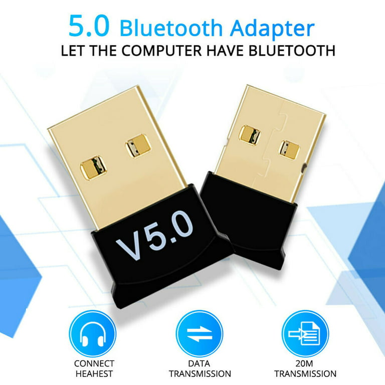 Bluetooth Adapter for PC,Bluetooth 5.0 USB Adapter - PC Bluetooth 5.0  Dongle Receiver Supports Windows 7/8.1/10 and Linux for Desktop, Laptop