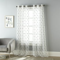 Lanco Amidala Clip Dot Semi-Sheer, Set of 2 Curtain Panel Pair, Grommet, Grey, 2" Header Size, Semi-Sheer, 37 x 84", 100% Polyester