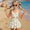 thumbnail image 3 of Xixirimido Beige Palm Trees Print Girls One Piece Swimsuits with Skirt Sleeveless Swim Dress Modest Skirted Swimwear with Built-in Shorts UPF 50+ Bathing Suit, 10-11 Years, 3 of 7