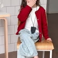 thumbnail image 6 of Ruyang Girls Knitted Sweater Cardigan with Bowknot School Ribbed Knit Sweaters Jacket Button Down Crewneck Preppy Tops, 6 of 8