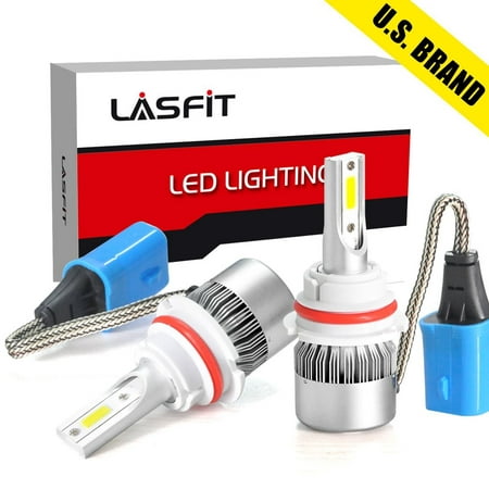 LASFIT 9007/HB5 LED Headlight Kits-Flip COB Chips-60W 7600LM 6000K-Dual Hi/Lo Beam Bulbs（Pack of