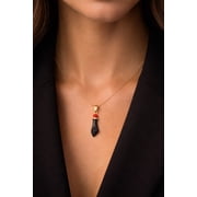 Black Azabache Hand Necklace Box Link Chain 18 INCH 18K Gold Filled For Womens / Everyday Azabache Necklace Protection Jewelry / Cadena Dije de Azabache