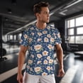 thumbnail image 3 of Wukai Flower Print Men's Short-Sleeved Mesh T-Shirt,Quick-Dry Short Sleeve Workout T-Shirt-6X-Large, 3 of 8