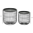 thumbnail image 5 of Set of 2 Scandinavian Style Nesting Side Tables, Black Steel Metal End Tables with Storage Basket, Stackable Round Coffee Tables for Living Room, Bedroom, and Office, 15.75in, 5 of 12