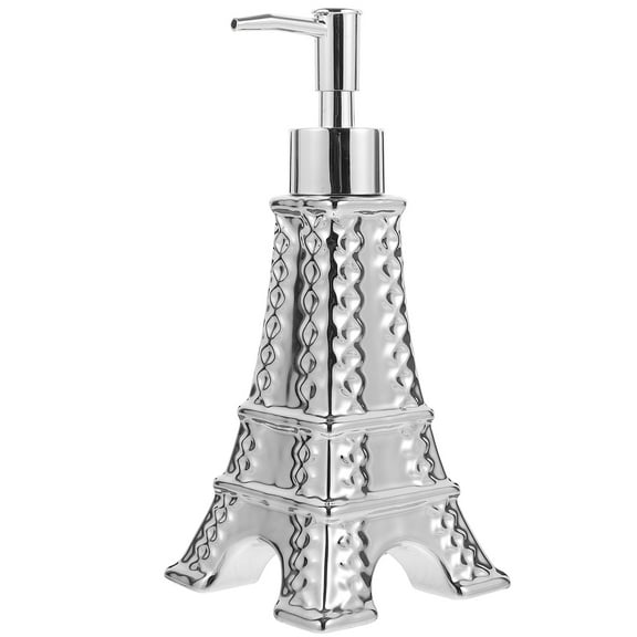 WEAVILUX Liquid Soap Dispenser Eiffel Tower Soap Dispenser Silver Ceramic 1Pack