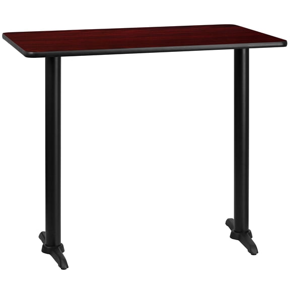 Bowery Hill 30" x 48" Restarant Bar Table in Black and Mahogany