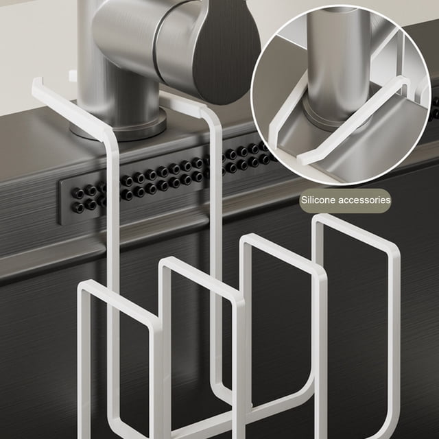 Japanese Style Kitchen Sink Storage Rack | Drill-Free Iron Sponge Holder | Multi-Functional Kitchen Organizer for Towels Cutting Boards | Space-Saving Wall-Mounted Rack for Dishwashing Supplies