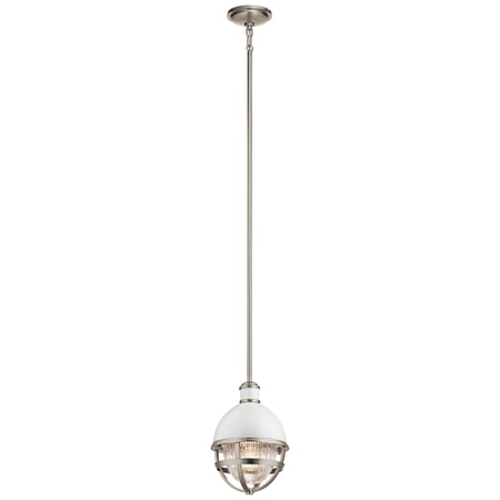 Condition photo showing New/Like New for kichler tollis 8 wide brushed nickel mini pendant