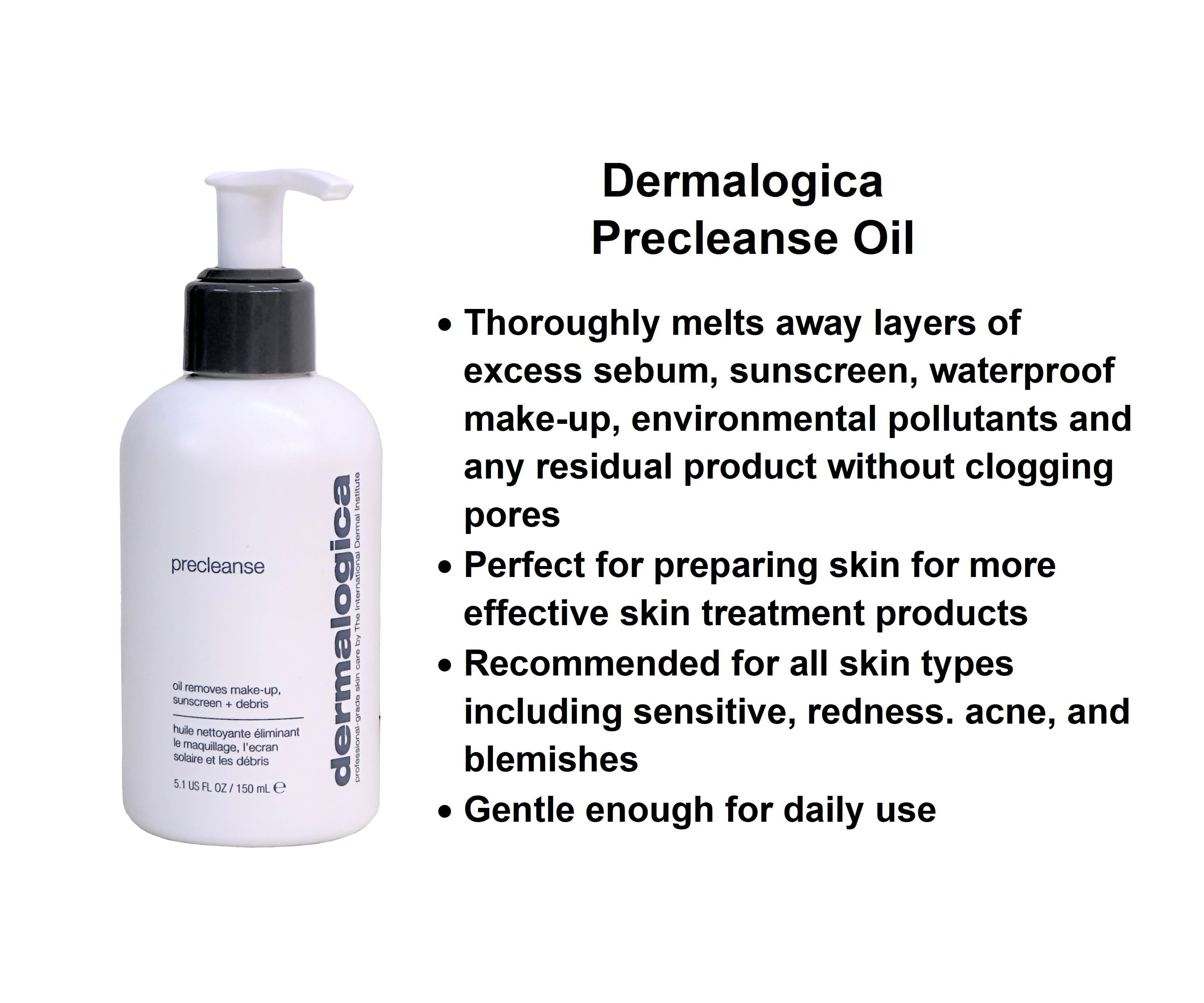 Dermalogica PreCleanse Foaming Facial Cleanser Liquid for All Skin, 5.1 fl oz (150 ml)