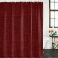 thumbnail image 2 of Vintage Dark Red Shower Curtain Set, Waterproof Shower Curtains for Bathroom, Farmhouse Retro Solid Color Linen Texture Washable Fabric Cloth Bath Curtain for Bathtub with Hooks 54x78 Inches, 2 of 6