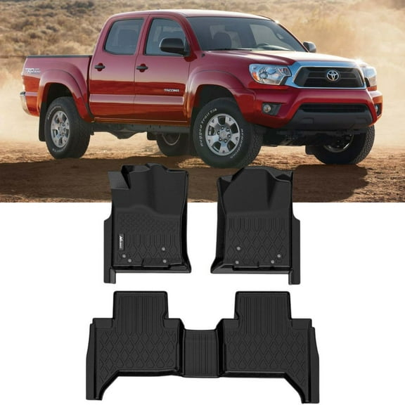 Nilight Floor Mats for Toyota Tacoma Double Cab 2005 2006 2007 2008 2009 2010 2011 2012 2013 2014 2015 All Weather Custom Fit Heavy Duty Floor Liners