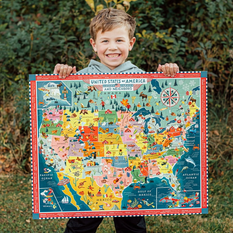 eeBoo: USA Map Giant Puzzle - 48 Piece - 26 x 21.2