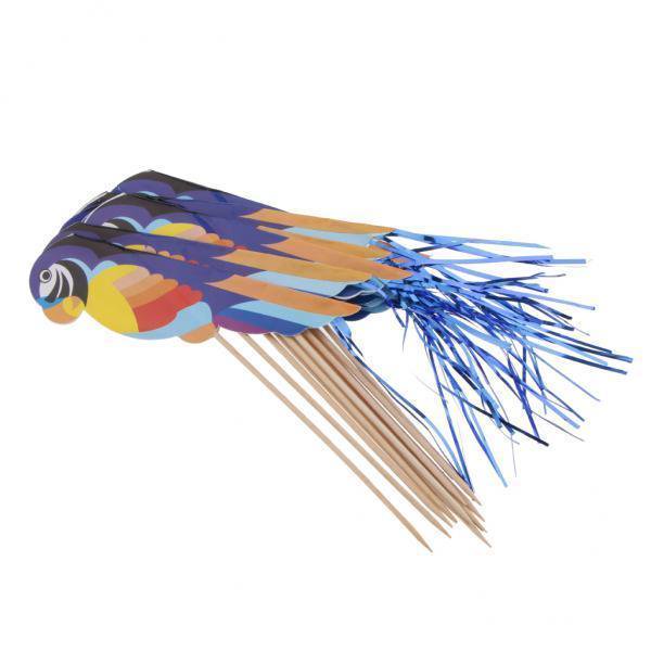 Palitos de Fruta de Loro de Papel de Aluminio Sunnimix 50 Piezas Decoración de Mesa de Fiesta