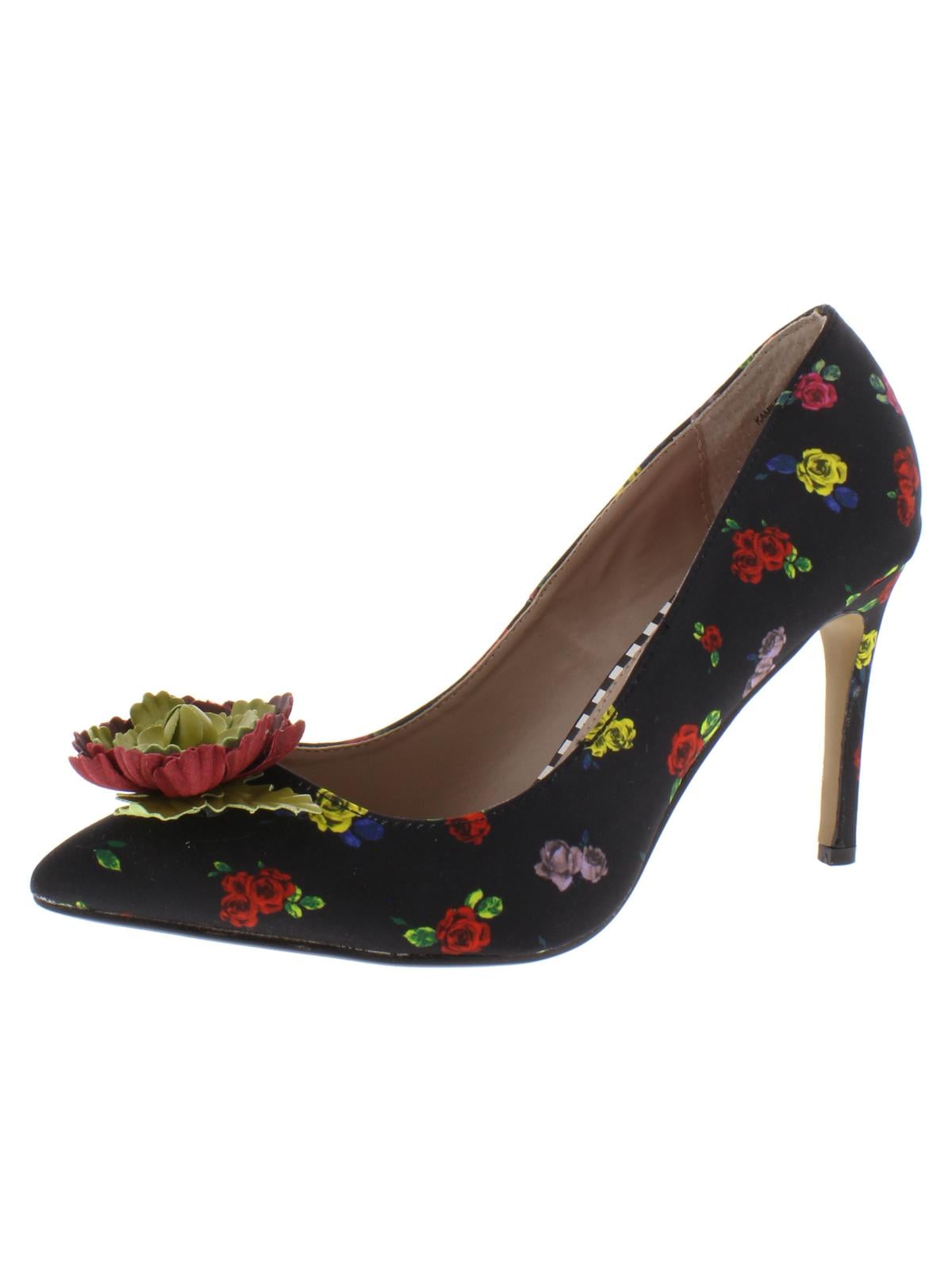 black floral pumps