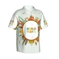 thumbnail image 2 of Balery World Travel3 Print Men's Hawaiian Shirts Short Sleeve Beach Shirt Relaxed Fit Vacation Button Down Shirts-X-Large, 2 of 9