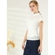 thumbnail image 4 of Blusa Semitransparente Con Cuello Alto Y Manga Corta Con Abertura En La Espalda Y Encaje Para Mujer blanco M, 4 of 6