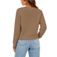 thumbnail image 3 of Women's Bow Tie Front Sweater Long Sleeve Crew Neck Knit Pullover Cardigan, M, 3 of 5