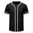 thumbnail image 2 of Leesechin Men's Baseball Jersey Sports Softball Shirt Short Sleeve Club Casual Wear Fashion Button V-Neck Wide Stripe Black L, 2 of 9