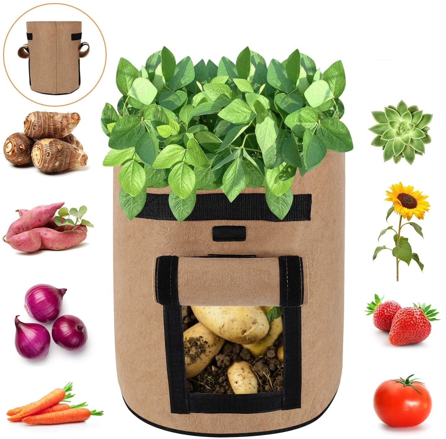 4 Pack Potato Grow Bags,Garden Potato Planting Bag Grow Bag Plant Bag