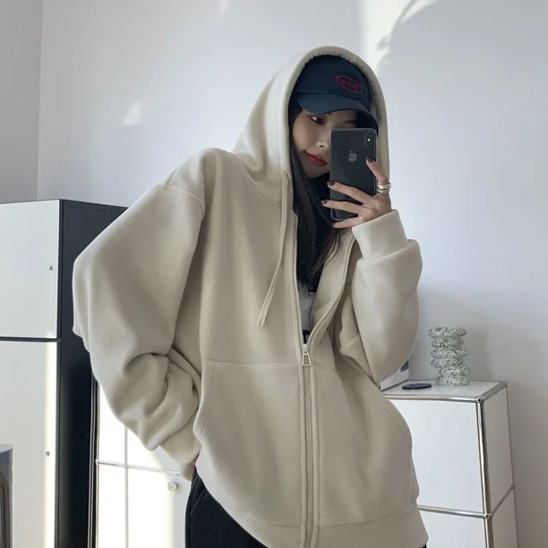 Chaquetas con capucha para mujer, acogedoras, de pureza, versátiles, sencillas, para adolescentes, juveniles, con bolsillos, suaves, para otoño, prendas de vestir básicas y elegantes.