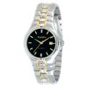Men's Solid Stainless Steel Watch with Diamonds, Black Dial