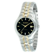 Men's Solid Stainless Steel Watch with Diamonds, Black Dial