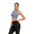 thumbnail image 1 of Women's Comfort Workout Sports Bra Low-Impact Activity Sleep Bras with Zipper, Light Blue, M, 1 of 8