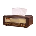 thumbnail image 4 of Caja de pañuelos con forma de radio, soporte para pañuelos, servilletero de mesa, estuche para servilletas para hotel, baño, hogar, cafetería, sala de Marrón, 4 of 8