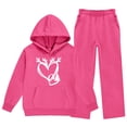 thumbnail image 6 of CPNG Kids Girls Sweatsuit 2 Piece Set Heart Print Sweatsuits Hoodie Sweatshirts and Jogger Sweatpants Sweat Set(Hot Pink,5-6 Years), 6 of 7