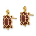 thumbnail image 2 of Diamond2Deal 14k Yellow Gold with Brown Enamel Sea Turtle Post Earrings for Women, 2 of 4