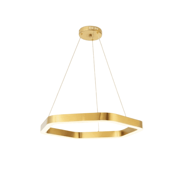Modern Gold Hexagon LED Chandelier 23.6", Dimmable Geometric Pendant Light for Living Room, Dining Room & Staircase, Warm White 3000K - MIRODEMI