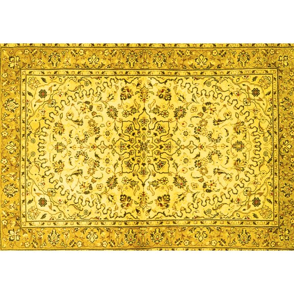Ahgly Company Indoor Rectangle Persian Yellow Traditional Area Rugs, 5' x 7'