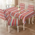 thumbnail image 2 of TSOVTHRID Colorful Wave Stripe Print 5 PCS Tablecloth and Chair Covers Set, Rectangle Table Cover with Stretchable Chair Seat Slipcovers for Home Kitchen, Banquet, Party, 2 of 7