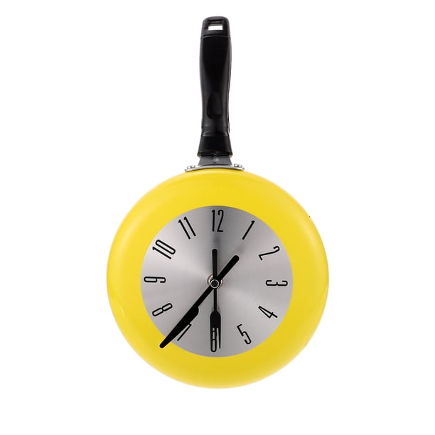 1 Conjunto Reloj de pared Metal Redondo Sartén Cocina Reloj de pared Decoración para el hogar Sin batería