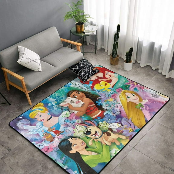 Room Rug Beauty Princess Area Rugs Crawling Non-Slip Floor Mat For Playroom Garden Entry Home Decor 60x39 Inch