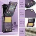 thumbnail image 3 of Mantto for Samsung Galaxy Z Flip 6 Case with Card Holder, Premium PU Leather Back Flip Wallet Case for Women Men with RFID Blocking Card Slots Magnetic Clasp Shockproof Kickstand Phone Cover,Purple, 3 of 7